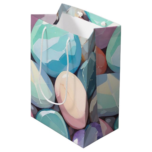 Pastel colorful stones medium gift bag (Front Angled)