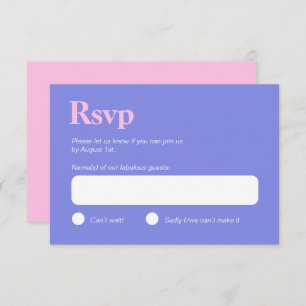 Pastel Colors Blue and Pink Minimalist RSVP Card