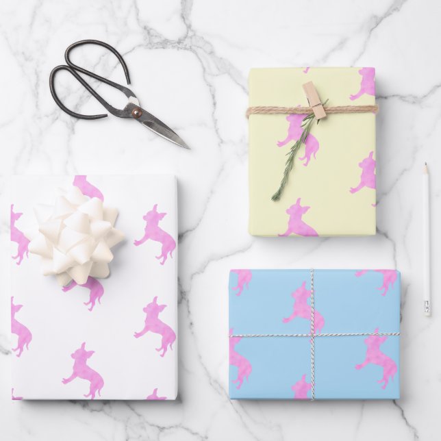 Pastel colors Chihuahua Wrapping Paper  gift wrap  (Front)
