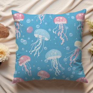 Pastel colors jellyfish pattern cushion