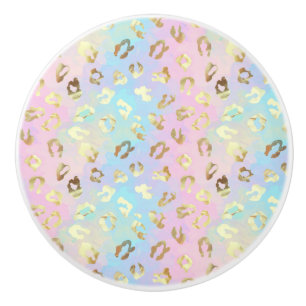 Pastel Colors Leopard Skin Bandana Ceramic Knob