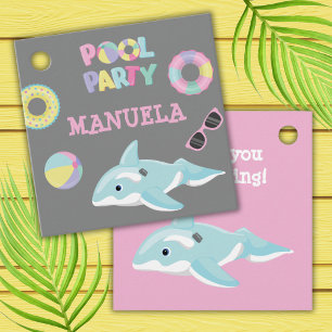 PASTEL COLORS ORCA FLOAT POOL PARTY FAVOUR TAGS
