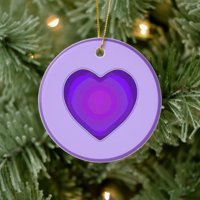 Pastel colors & purple hearts beating ceramic tree decoration (Tree)