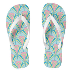 Pastel Colour Art Deco Pattern Flip Flops
