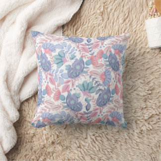 Pastel Colour Birds and Flowers Cushion