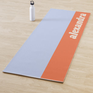 Pastel Colour Block Blue and Orange Personalised Yoga Mat
