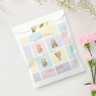 Pastel Colour Block Gold Baby Shower  Favour Bags