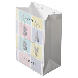 Pastel Colour Block Gold Baby Shower  Medium Gift Bag
