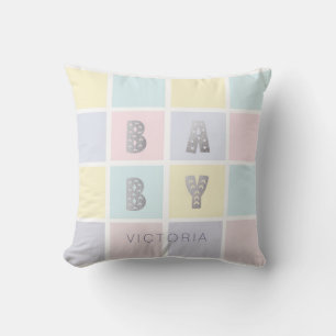 pastel colour block monogram  cushion