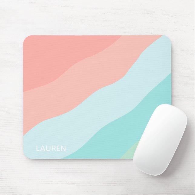 Pastel Colour Blue Green Pink Shapes Personalised Mouse Mat (With Mouse)