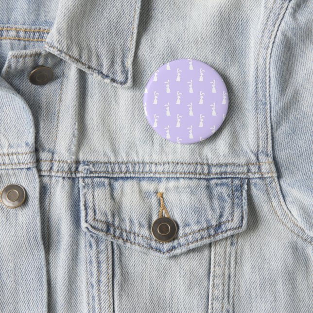 Pastel Colour Bunny Pattern Blue Background Pet 6 Cm Round Badge (In Situ)