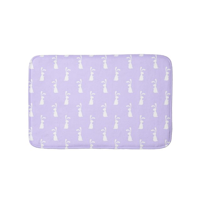 Pastel Colour Bunny Pattern Blue Background Pet Bath Mat (Front)