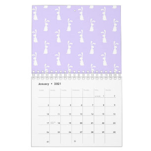 Pastel Colour Bunny Pattern Blue Background Pet Calendar