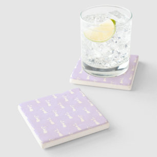 Pastel Colour Bunny Pattern Blue Background Pet Stone Coaster