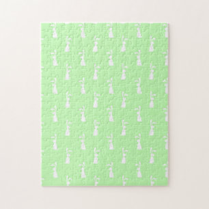 Pastel Colour Bunny Pattern Mint Background Pet Jigsaw Puzzle