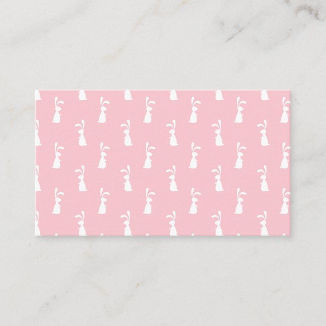 Pastel Colour Bunny Pattern Pink Background Pet Business Card (Front)