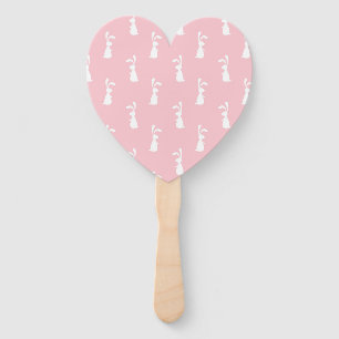 Pastel Colour Bunny Pattern Pink Background Pet Hand Fan