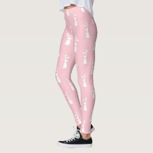 Pastel Colour Bunny Pattern Pink Background Pet Leggings