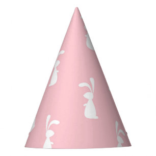 Pastel Colour Bunny Pattern Pink Background Pet Party Hat