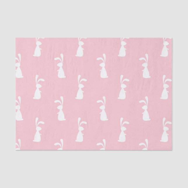Pastel Colour Bunny Pattern Pink Background Pet Tissue Paper (Front)