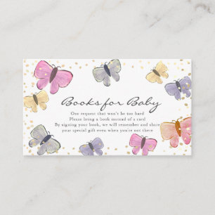 Pastel Colour Butterfly Baby Shower Book Request Enclosure Card