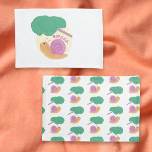 Pastel colour Cute Snail Pattern Personalised kids Pillowcase