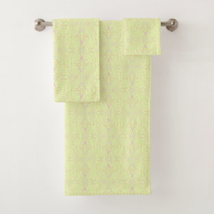 Pastel Colour Dots And Tapered Lines Pattern Art Bath Towel Set