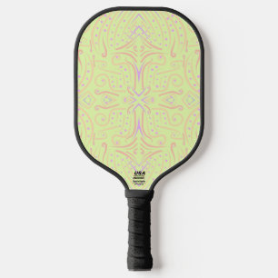 Pastel Colour Dots And Tapered Lines Pattern Art Pickleball Paddle