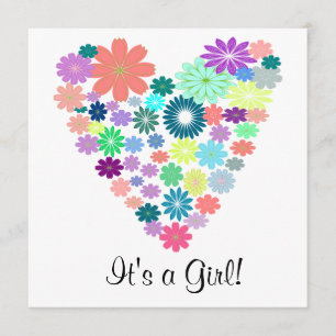 Pastel Colour Floral Heart Baby Shower Invitation