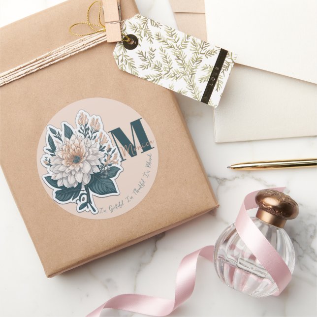 Pastel Colour Flower Monogram Sticker (Gifting)