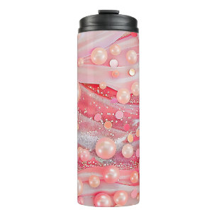 Pastel Colour Glitter Pearl Print Thermal Tumbler