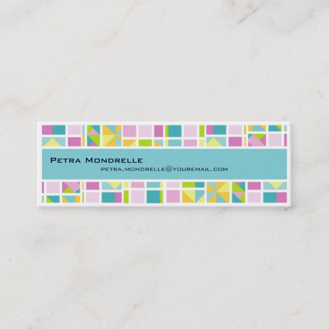 Pastel Colour Grid Skinny Business Card (Front)
