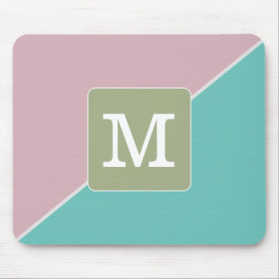 Pastel colour matching Initial Blue Pink Green Mouse Mat