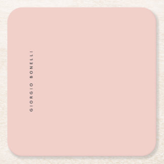Pastel Colour Minimalist Personal Modern Own Name Square Paper Coaster