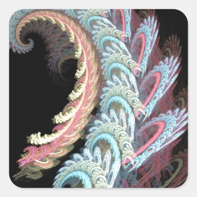 Pastel Colour Paisley Fractal Art Design Gifts Square Sticker (Front)