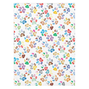 Pastel Colour Paw Print  Tablecloth