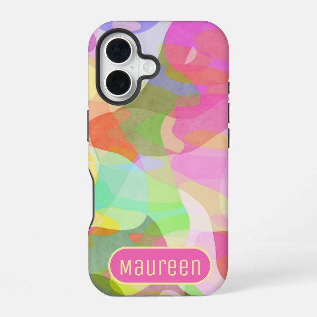 Pastel Colour Pieces Abstract Art Design iPhone 16 Case (Back)