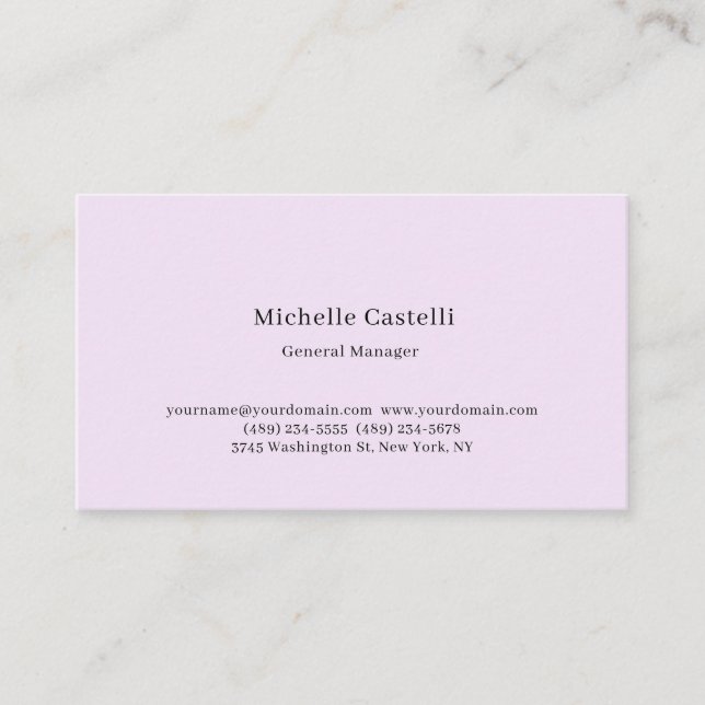 Pastel Colour Professional Unique Classical Simple Business Card (Front)