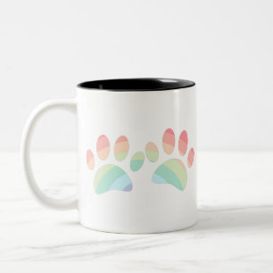 Pastel Colour Rainbow Dog Paw Prints Two-Tone Coffee Mug