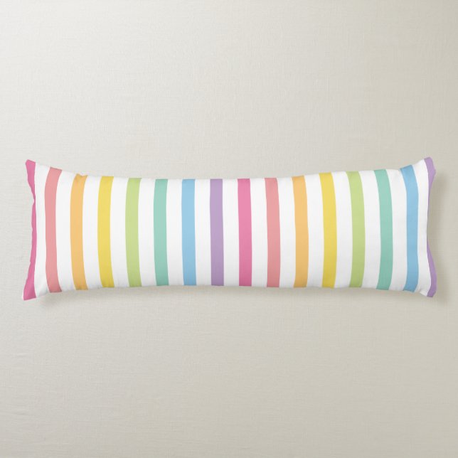 Pastel Colour Rainbow Stripes Pattern Body Cushion (Front)