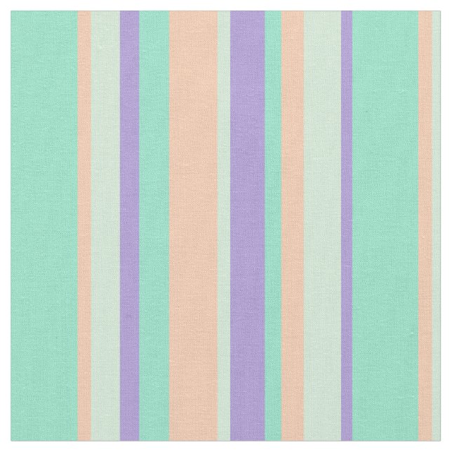Pastel Colour Retro Bars Striped Colourful Stripes Fabric (Close Up)