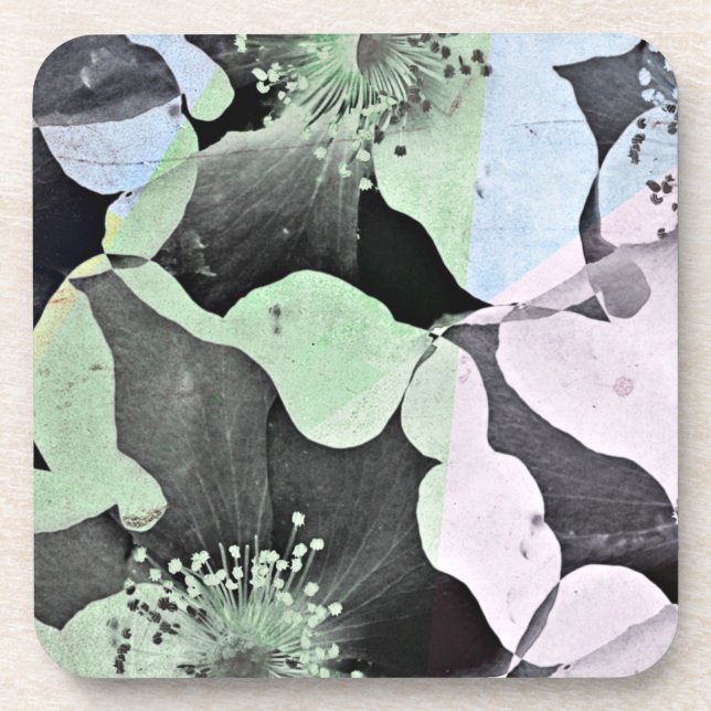 Pastel colour romantic flower nature pattern art coaster (Front)