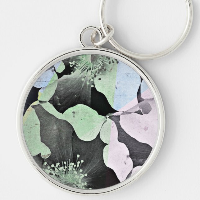 Pastel colour romantic flower nature pattern art key ring (Front)