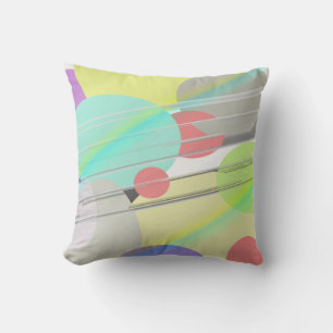 Pastel Colour Round Oval Shape Pattern Throw Pillo Cushion