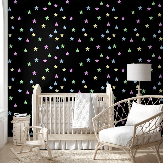 Pastel colour stars kids room wallpaper (Kids)