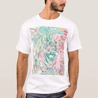 Pastel Colour Tiger Art Pattern