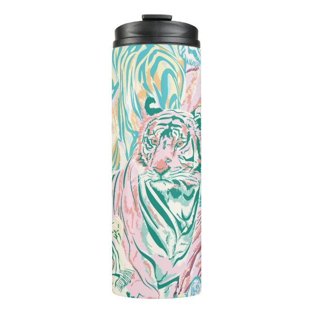 Pastel Colour Tiger Art Pattern Thermal Tumbler (Front)