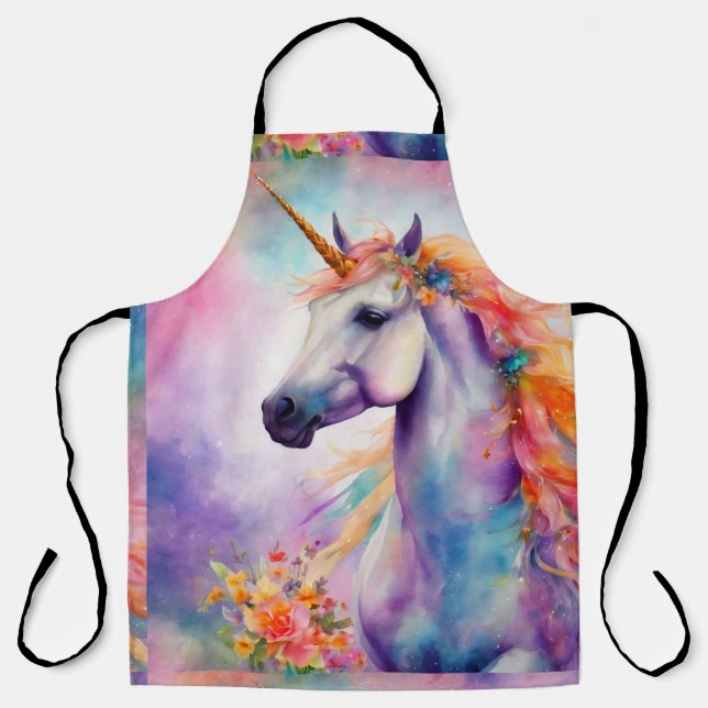 Pastel Colour Unicorn Apron (Front)
