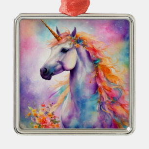 Pastel Colour Unicorn Metal Tree Decoration