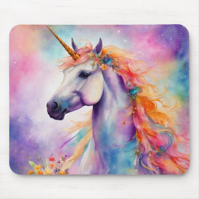 Pastel Colour Unicorn Mouse Mat (Front)
